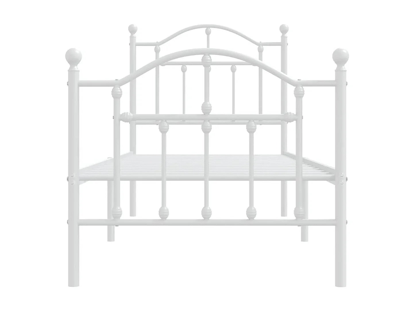 Cadre de lit métal avec tête de lit/pied de lit blanc 75x190 cm