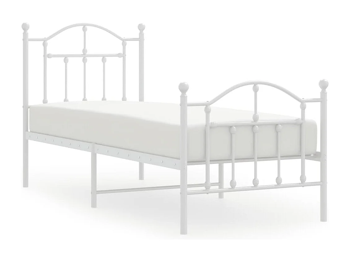Estructura cama metal con cabecero y pie cama blanca 75x190 cm