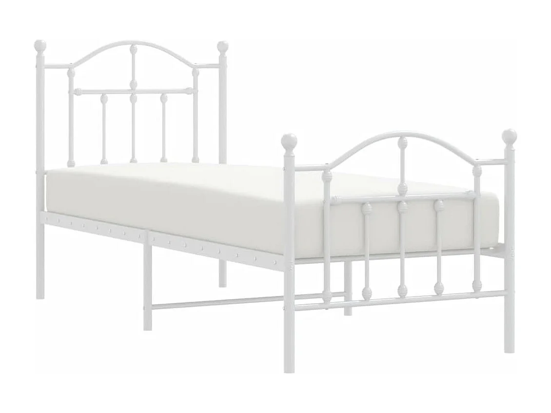 Estructura cama metal con cabecero y pie cama blanca 75x190 cm