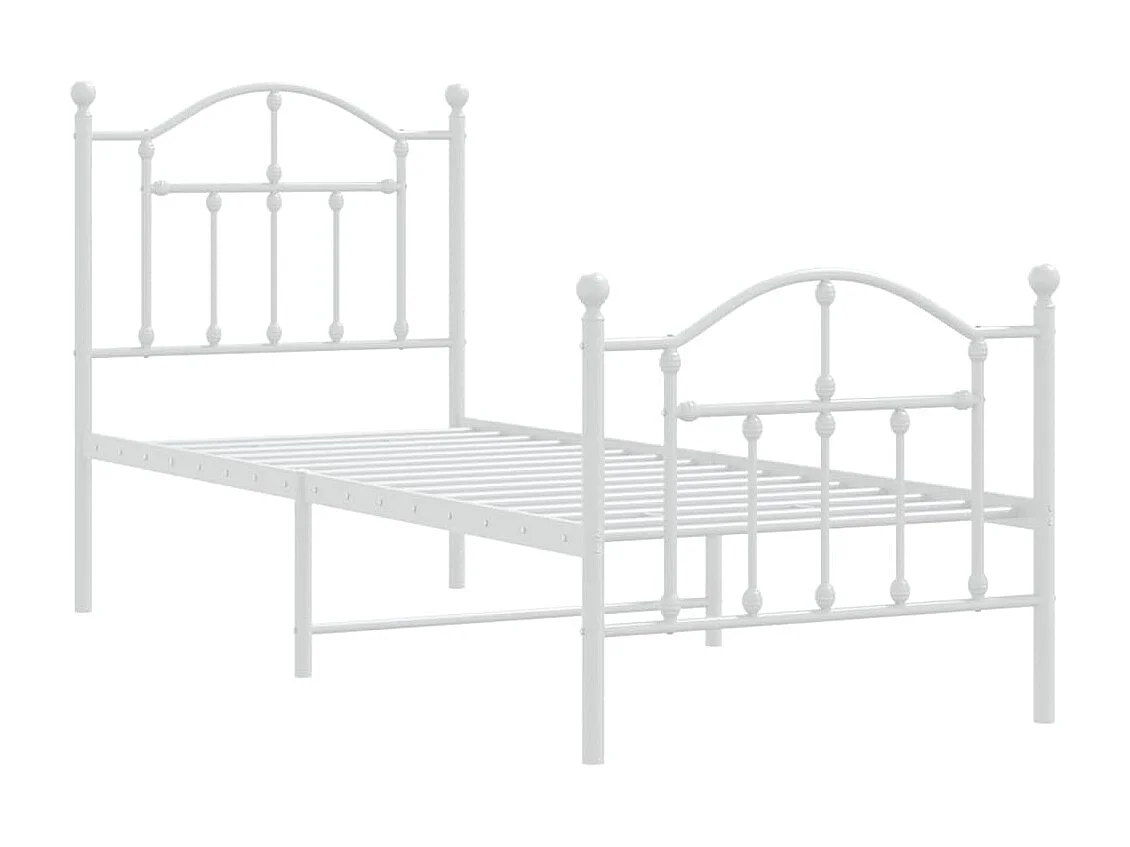 Estructura cama metal con cabecero y pie cama blanca 75x190 cm