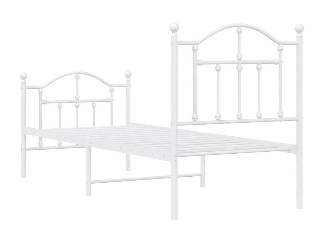 Estructura cama metal con cabecero y pie cama blanca 75x190 cm