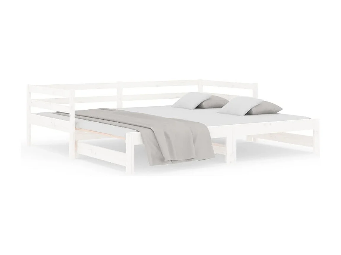 Lit de jour avec lit gigogne blanc 90x190 cm bois de pin massif