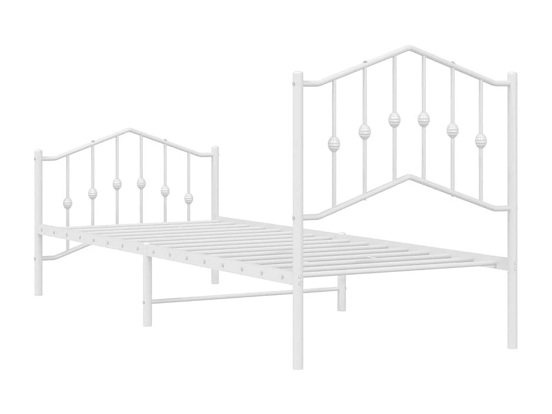 Cadre de lit métal avec tête de lit/pied de lit blanc 80x200 cm