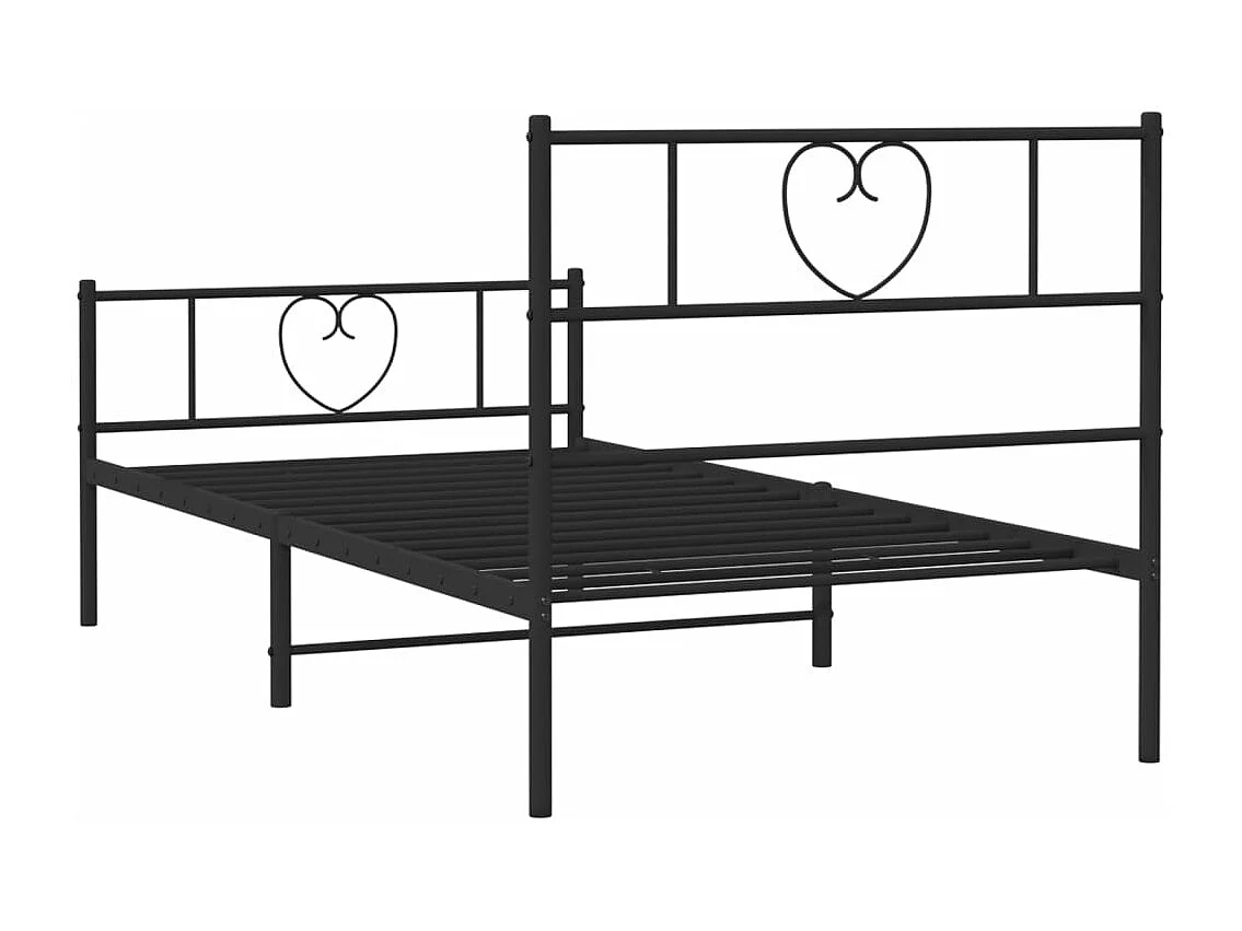 Estructura de cama con cabecero y estribo metal negro 75x190 cm