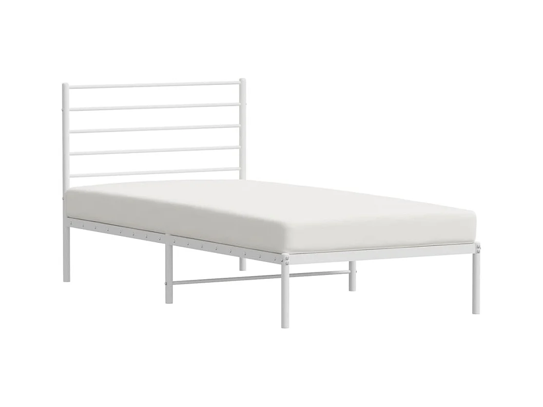 Estructura de cama de metal con cabecero blanco 90x190 cm