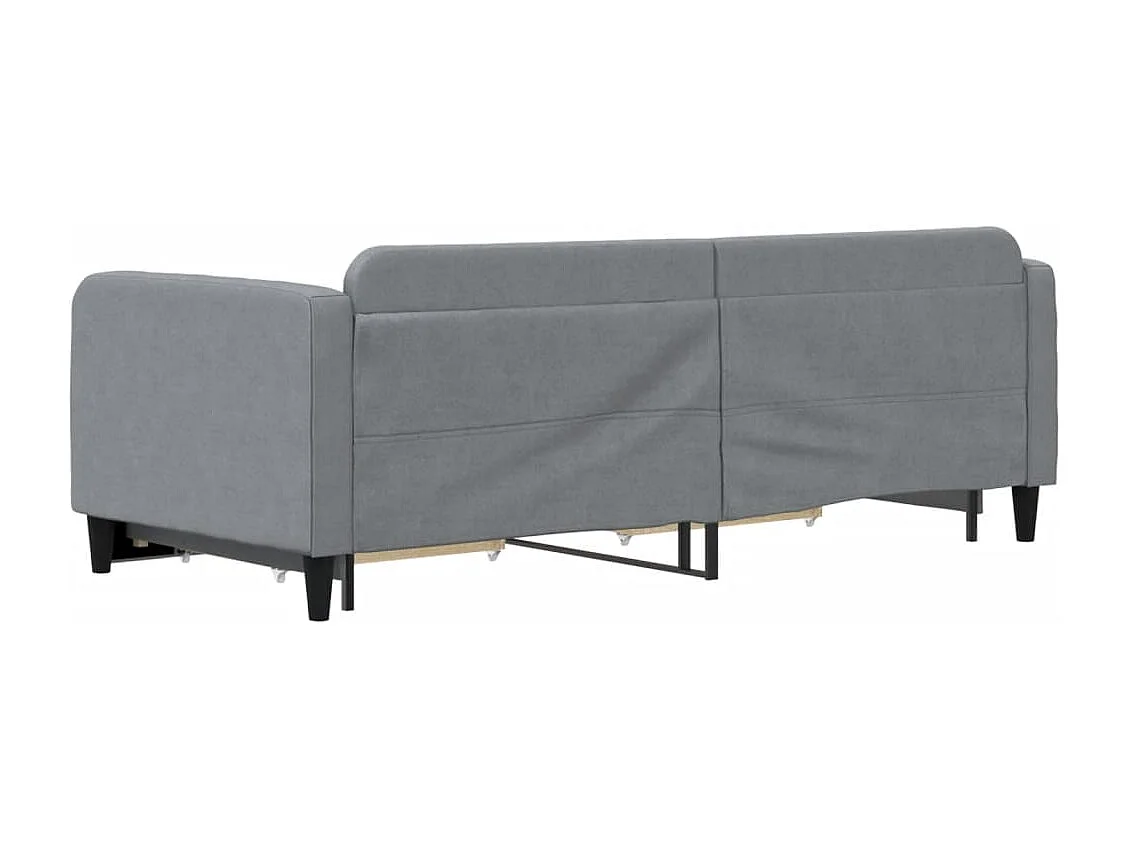 Lit de jour avec gigogne et tiroirs gris clair 90x190 cm tissu