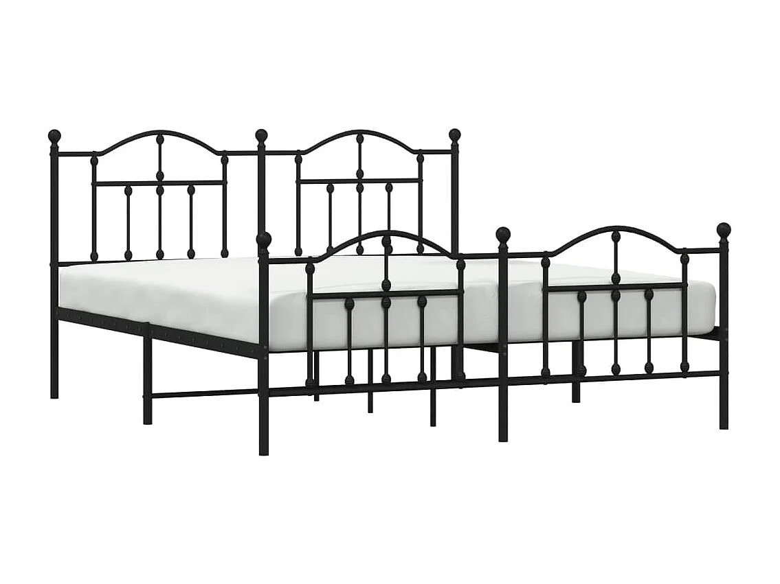 Estrutura de cama com cabeceira e pés 180x200 cm metal preto