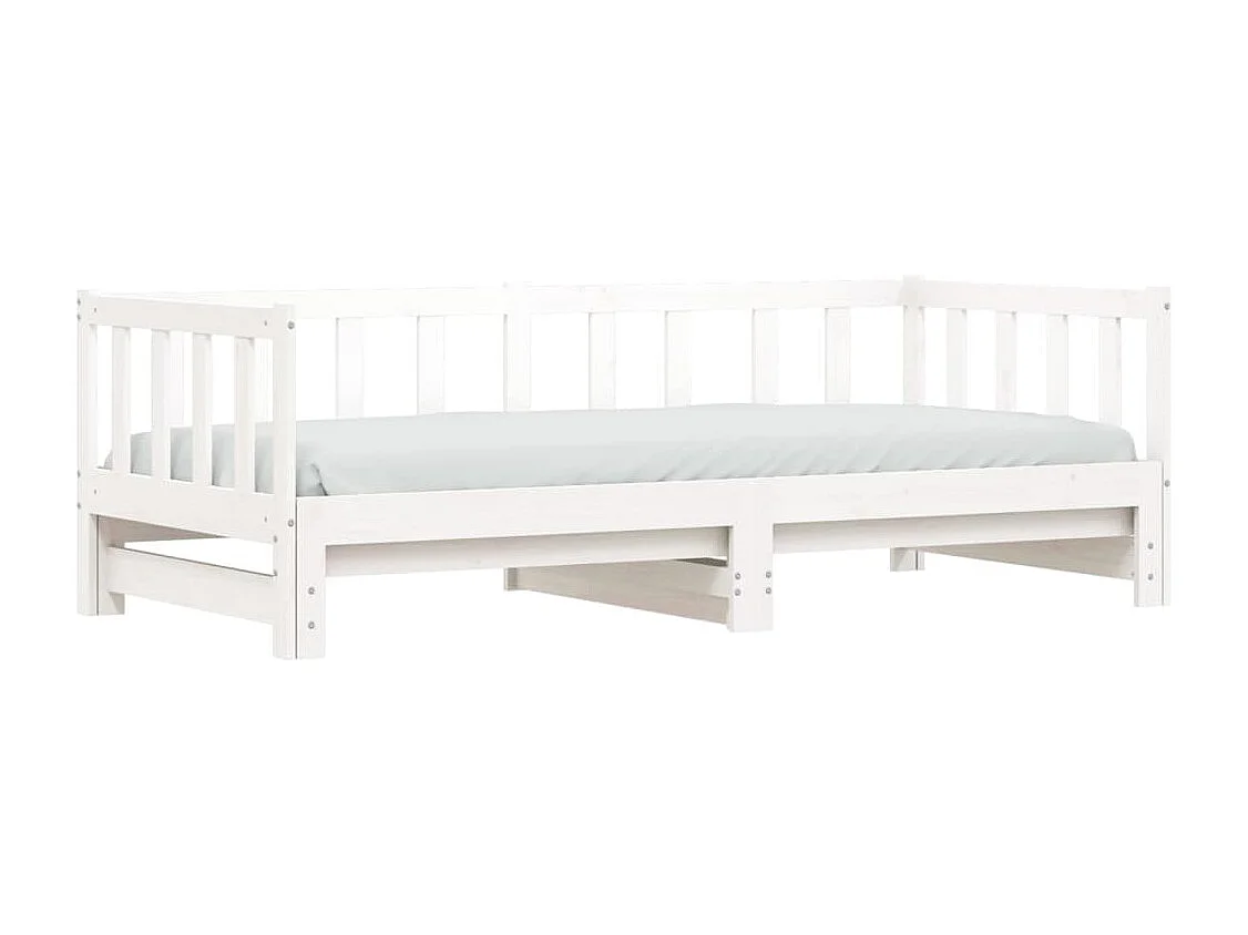 Lit de jour avec lit gigogne blanc 80x200 cm bois de pin massif