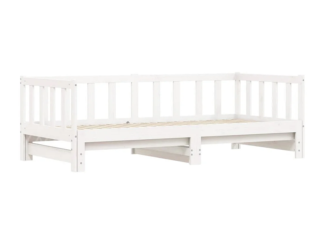 Lit de jour avec lit gigogne blanc 80x200 cm bois de pin massif