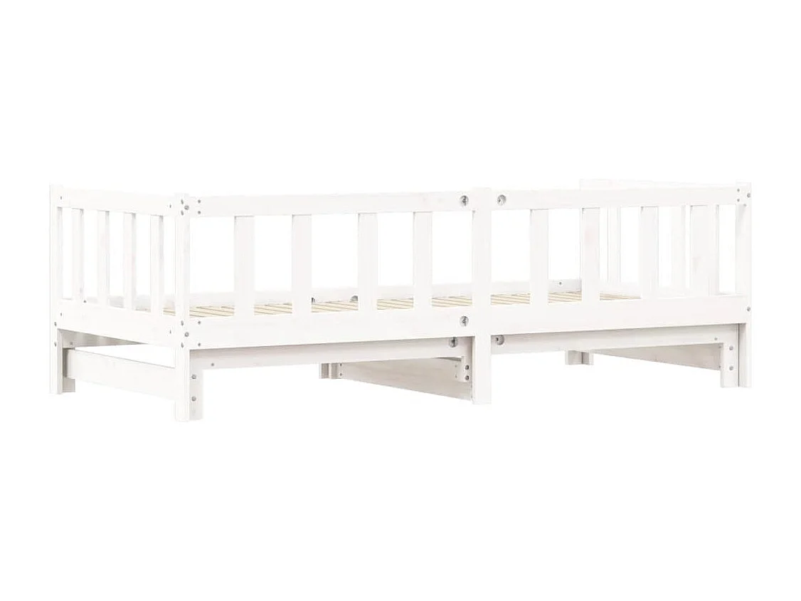 Lit de jour avec lit gigogne blanc 80x200 cm bois de pin massif