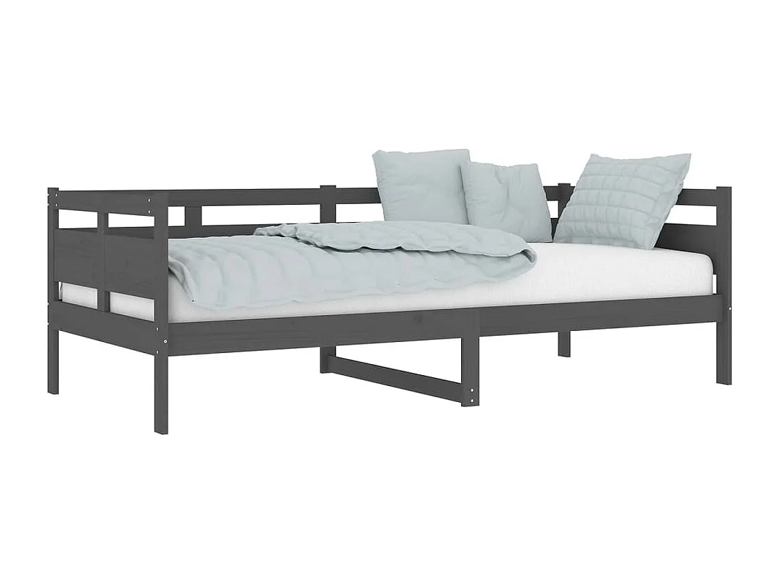 Lit de jour gris bois de pin massif 90x200 cm