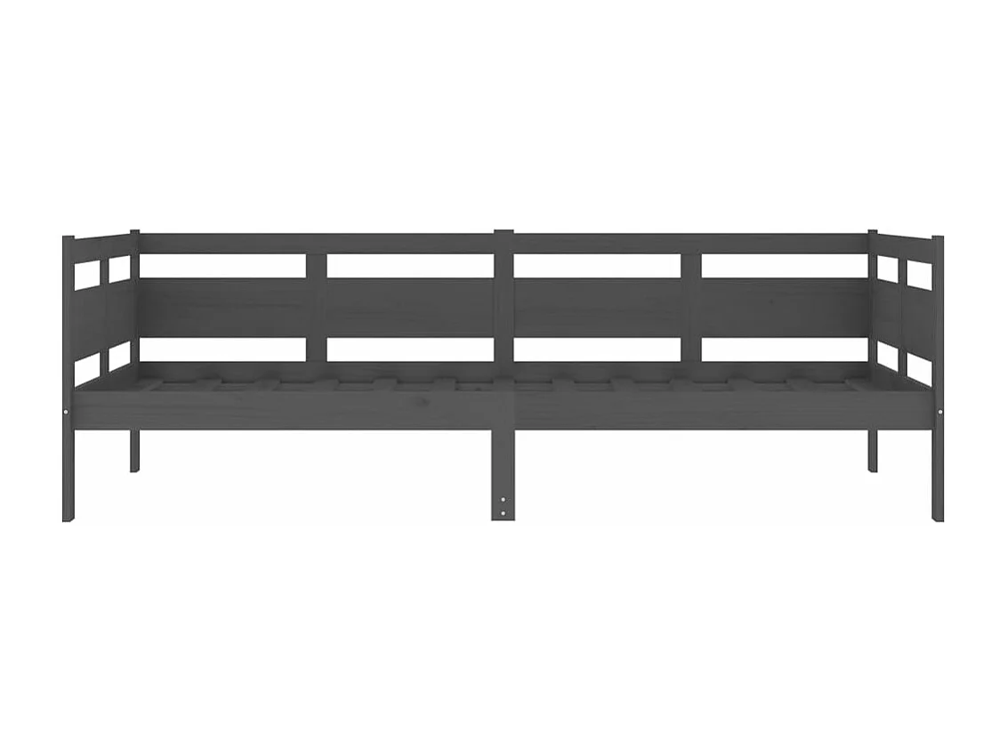 Lit de jour gris bois de pin massif 90x200 cm