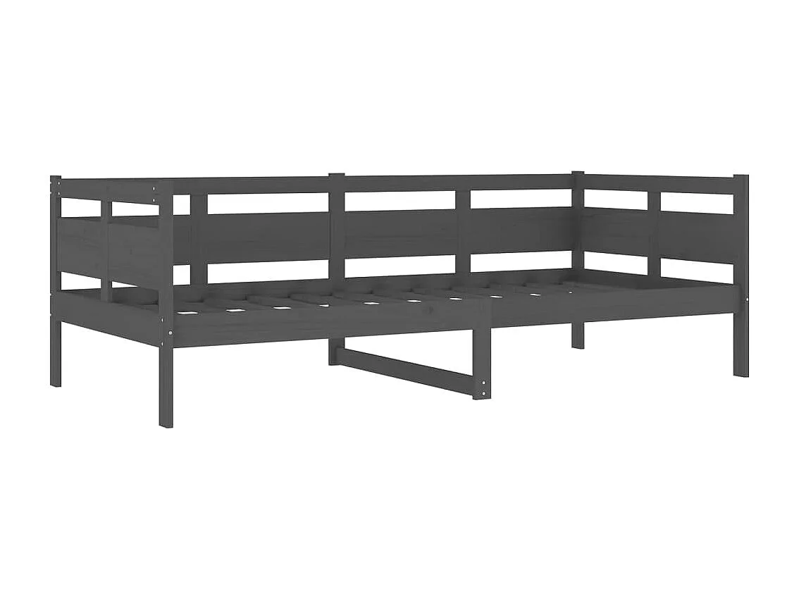Lit de jour gris bois de pin massif 90x200 cm