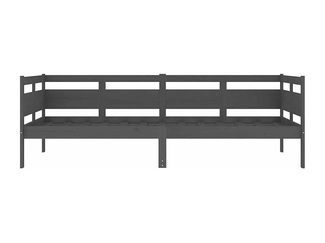 Lit de jour gris bois de pin massif 90x200 cm