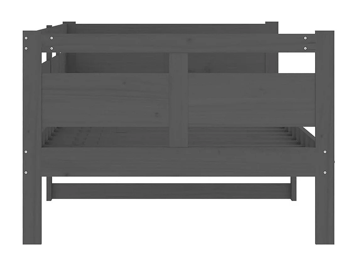 Lit de jour gris bois de pin massif 90x200 cm