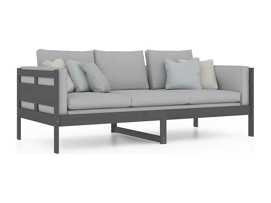 Lit de jour gris bois de pin massif 90x200 cm
