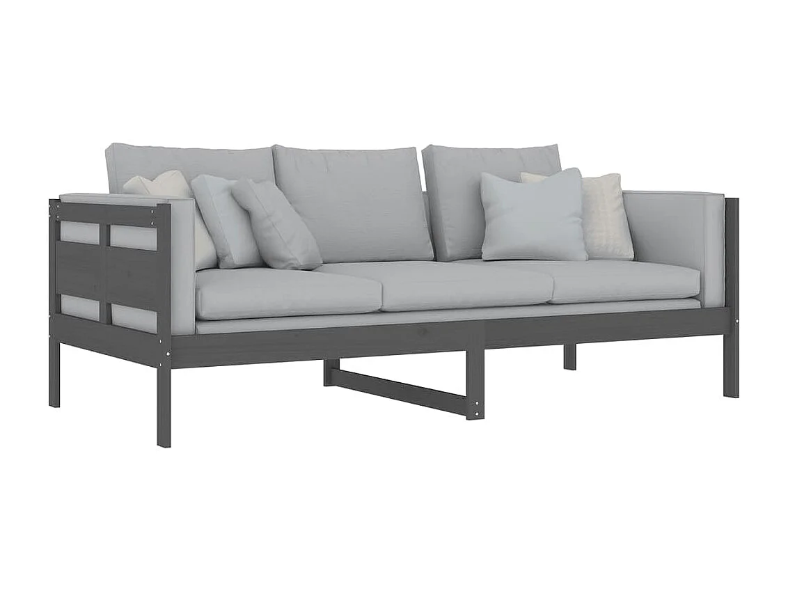 Lit de jour gris bois de pin massif 90x200 cm