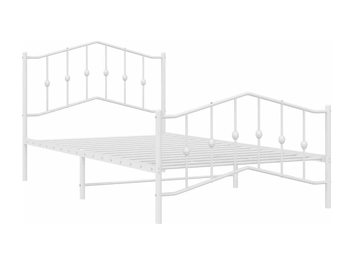 Estrutura de cama com cabeceira e pés 107x203 cm metal branco