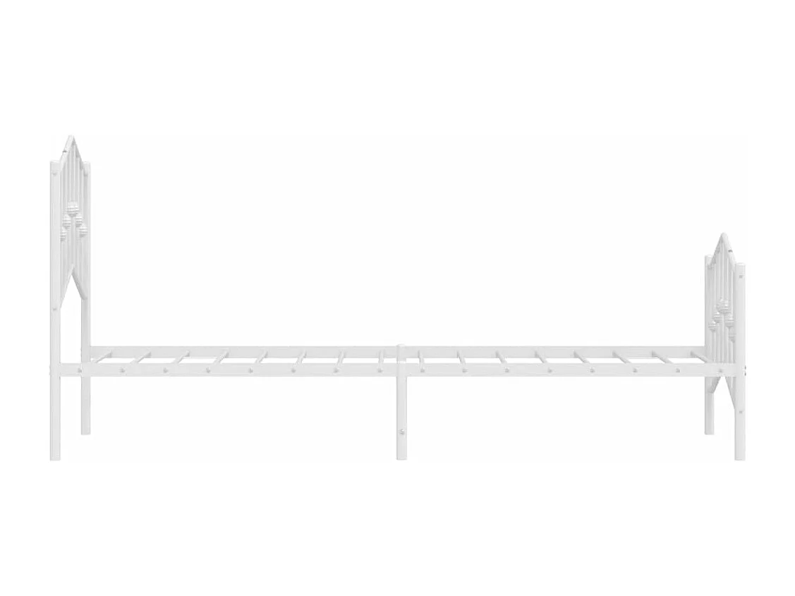 Estrutura de cama com cabeceira e pés 107x203 cm metal branco