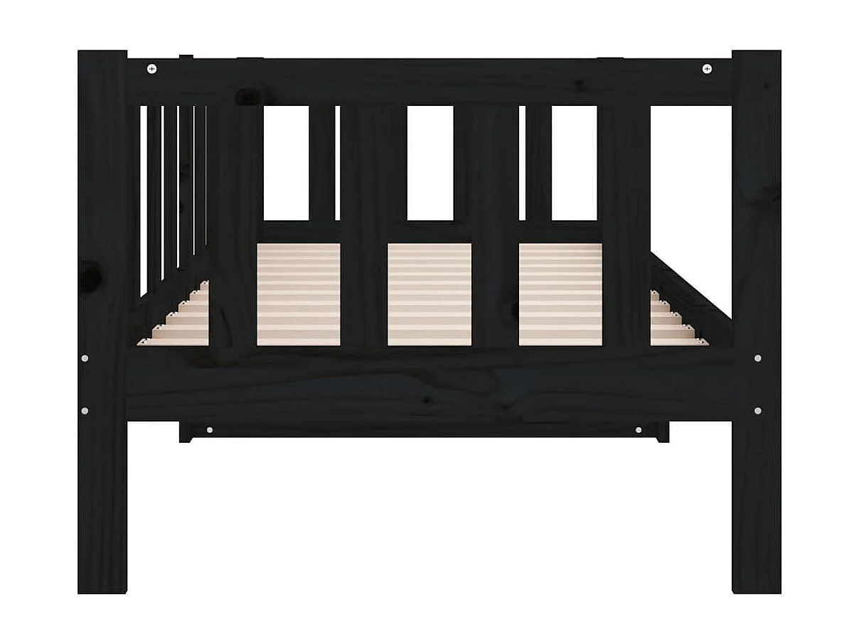 Lit de jour Noir 90x190 cm Bois de pin massif