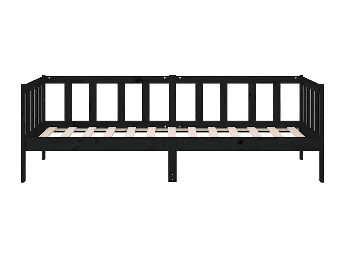 Lit de jour Noir 90x190 cm Bois de pin massif