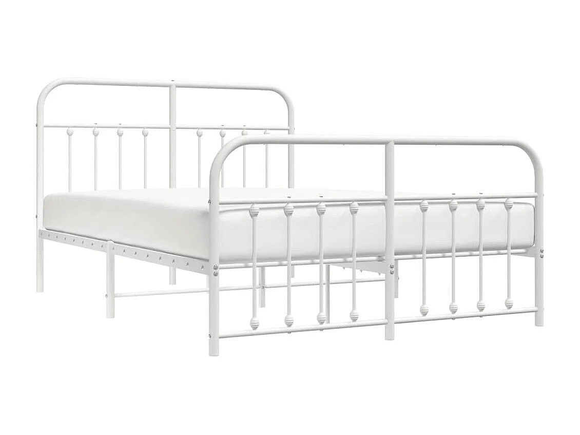 Estrutura de cama com cabeceira e pés 140x190 cm metal branco