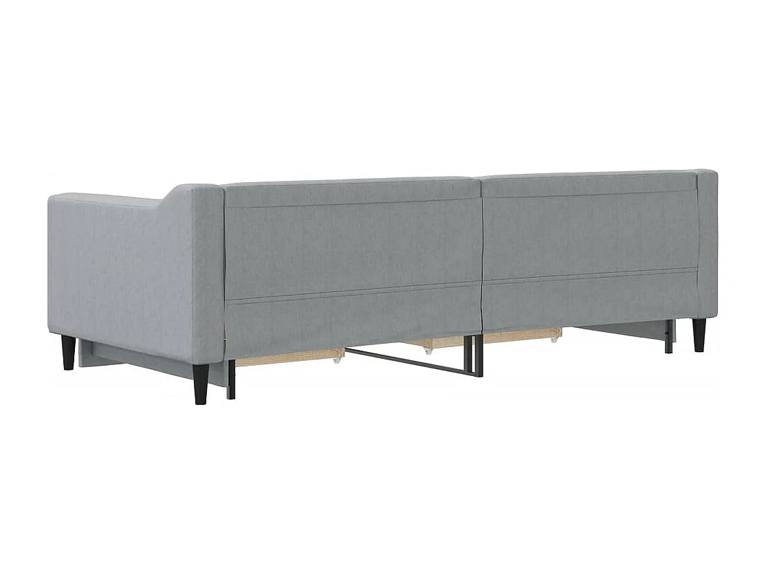 Lit de jour avec gigogne et tiroirs gris clair 90x200 cm tissu