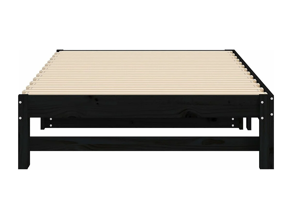 Lit coulissant Noir 2x(100x200) cm Bois de pin massif