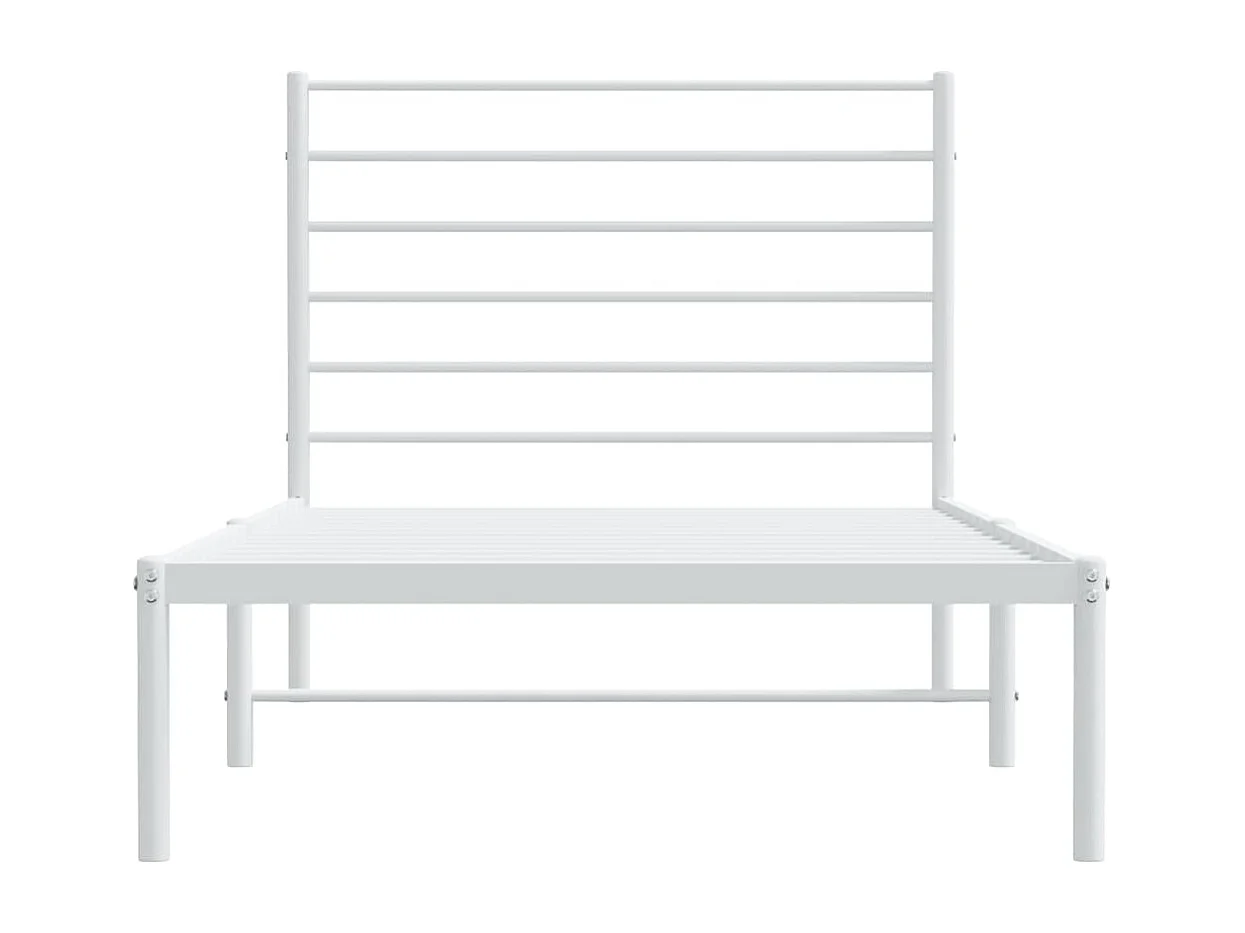 Cadre de lit métal avec tête de lit blanc 100x190 cm