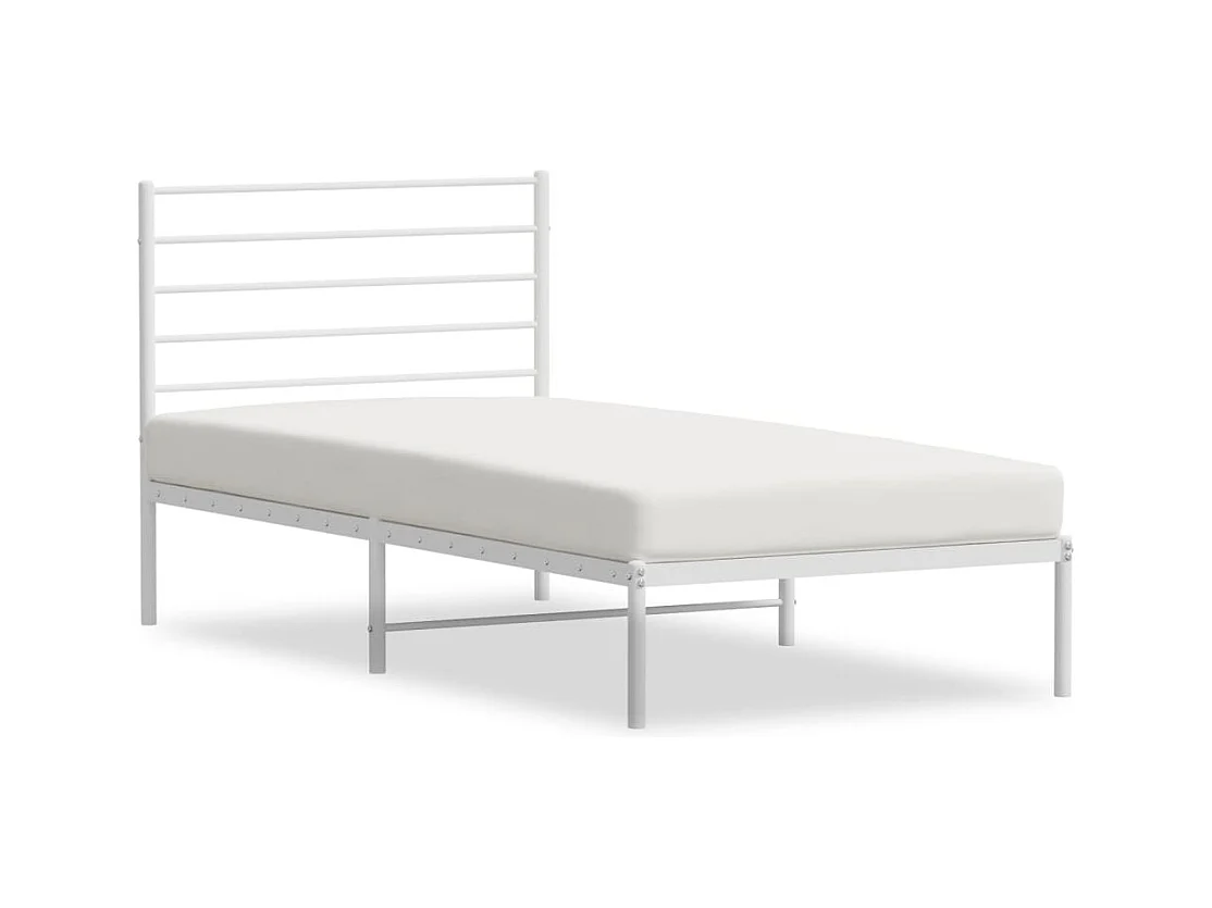 Estructura de cama de metal con cabecero blanco 100x190 cm