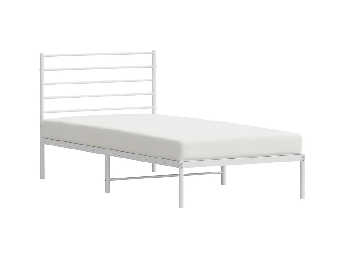 Estructura de cama de metal con cabecero blanco 100x190 cm