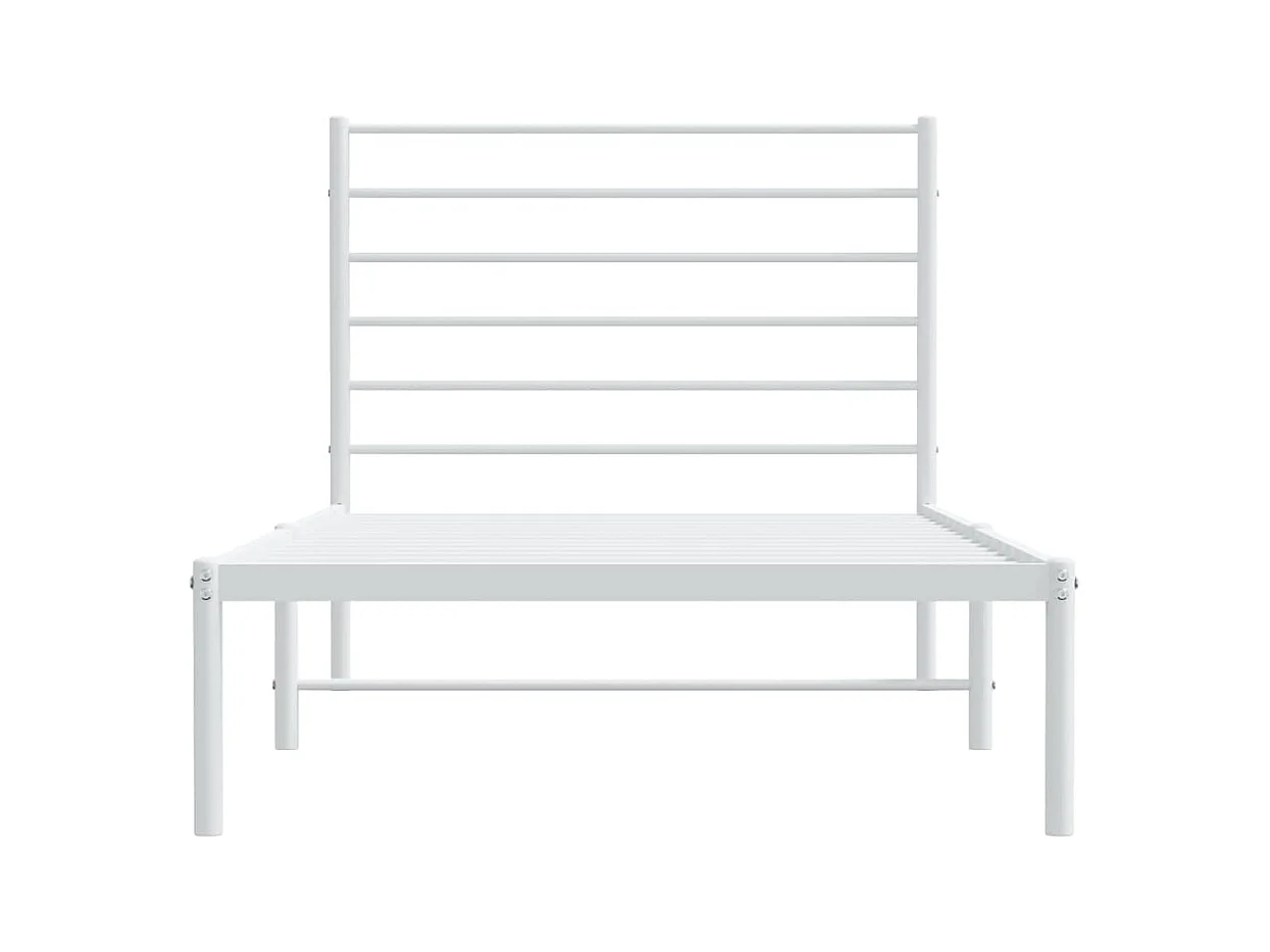 Estructura de cama de metal con cabecero blanco 100x190 cm