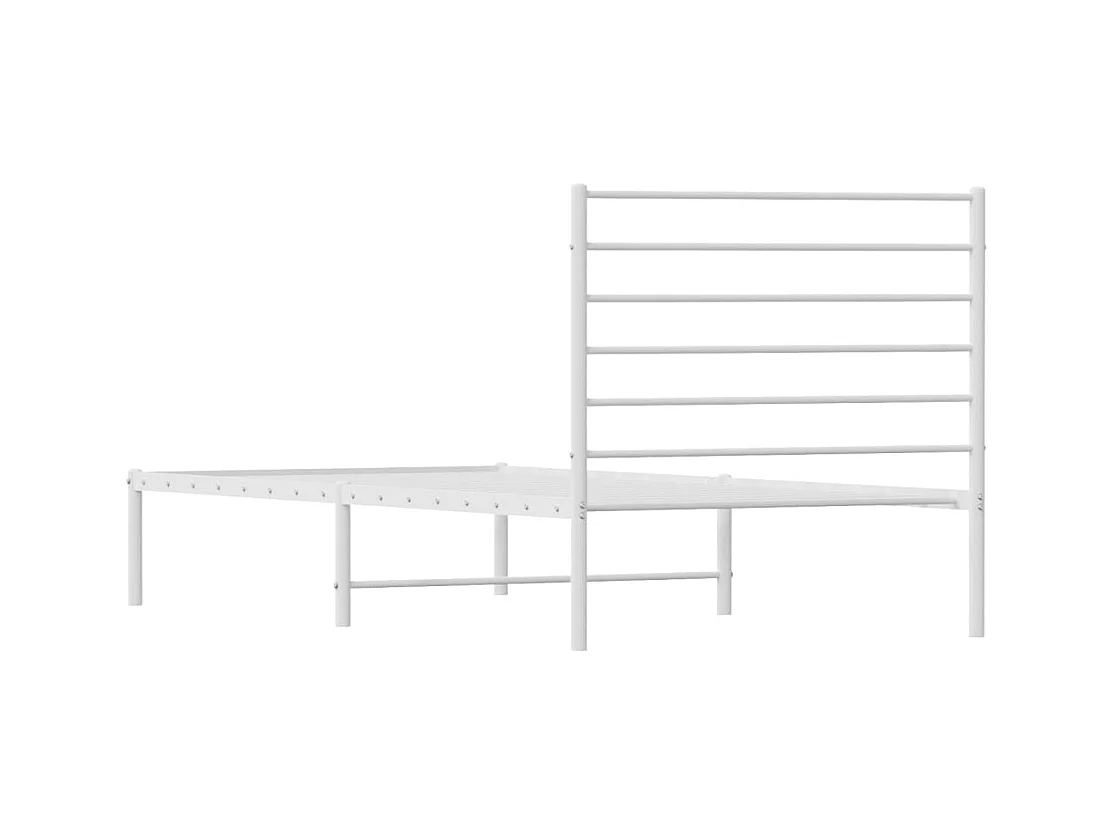 Estructura de cama de metal con cabecero blanco 100x190 cm