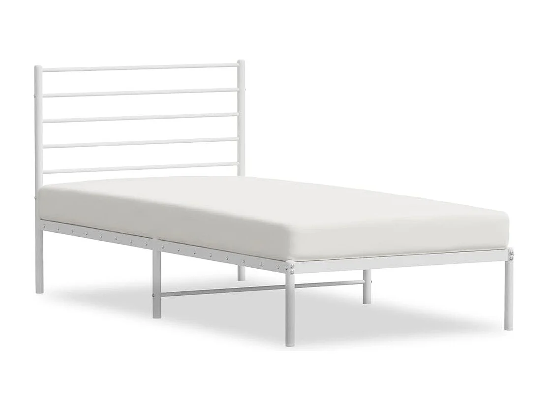 Estructura de cama de metal con cabecero blanco 100x190 cm