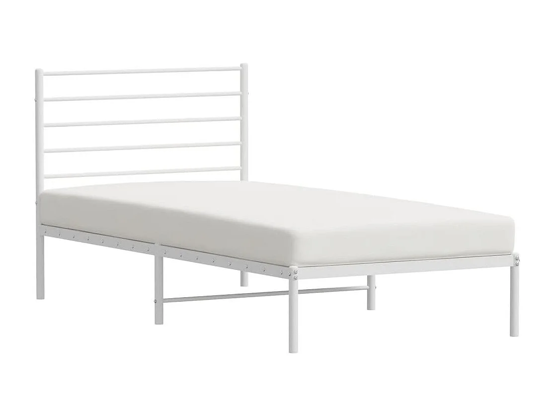 Estructura de cama de metal con cabecero blanco 100x190 cm