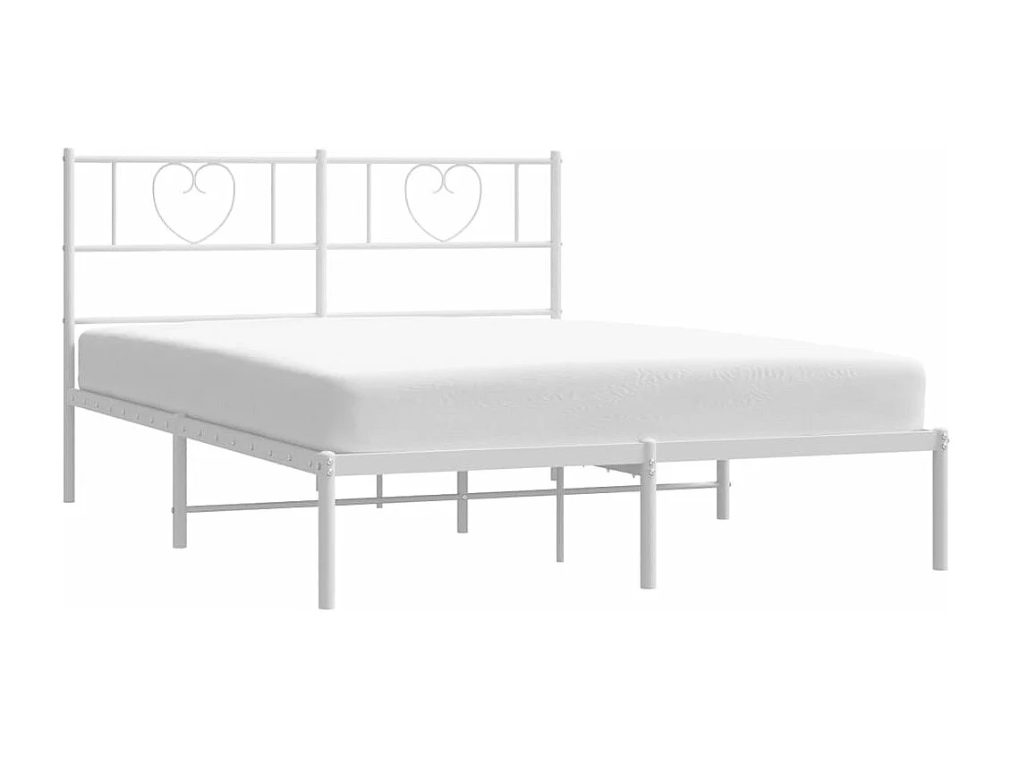 Estrutura de cama com cabeceira 140x190 cm metal branco