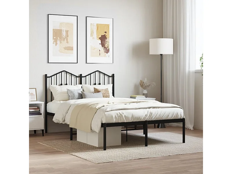 Estrutura de cama com cabeceira 120x200 cm metal preto