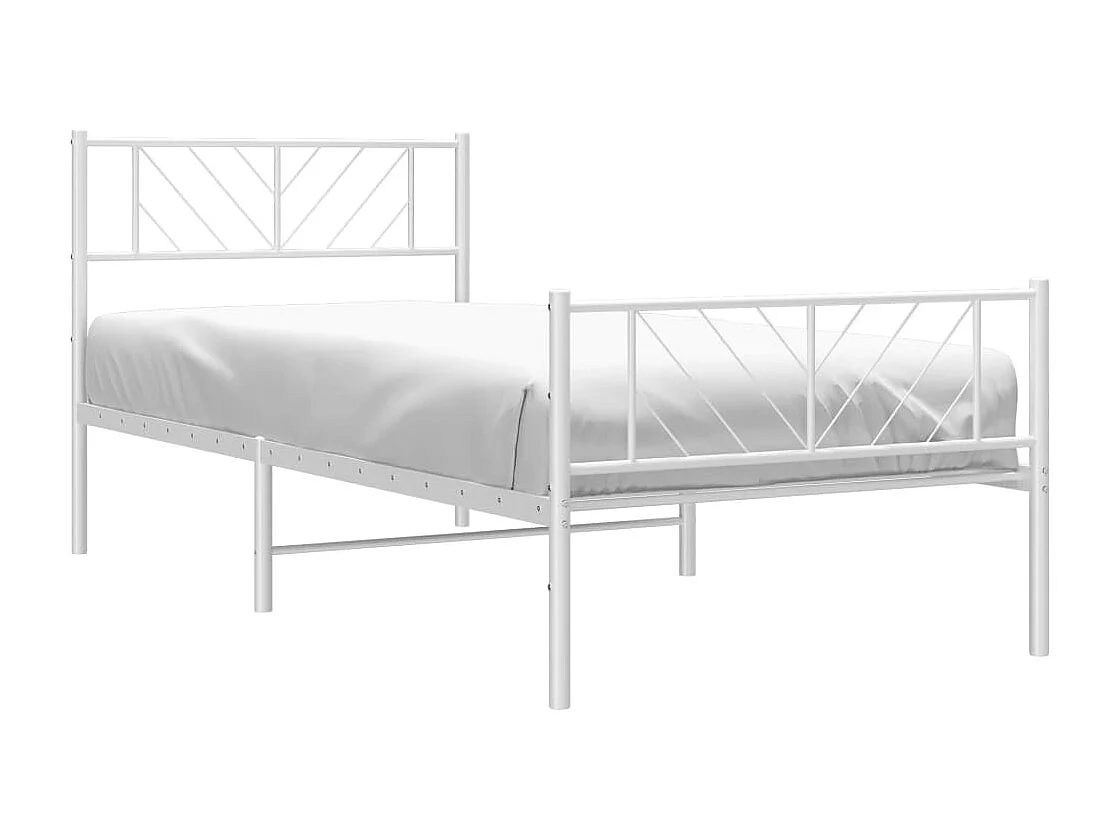 Estrutura de cama com cabeceira e pés 100x200 cm metal branco