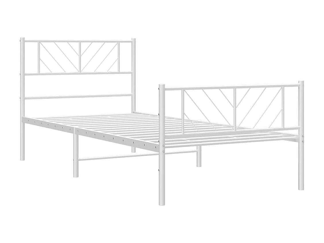 Estrutura de cama com cabeceira e pés 100x200 cm metal branco