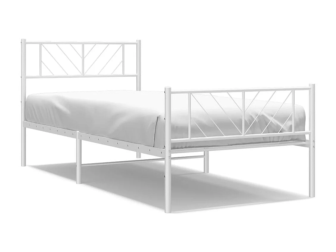 Estructura cama metal con cabecero y pie cama blanca 100x200 cm