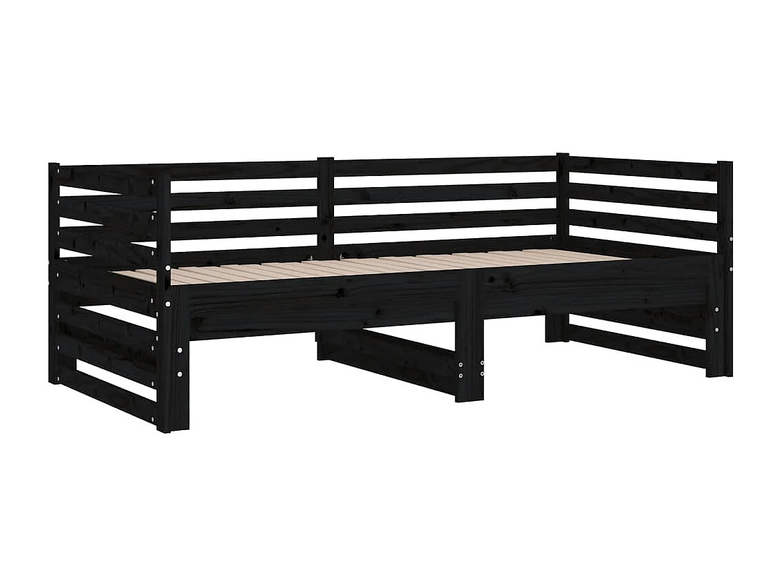 Sofá-cama de puxar 2x(80x200) cm pinho maciço preto