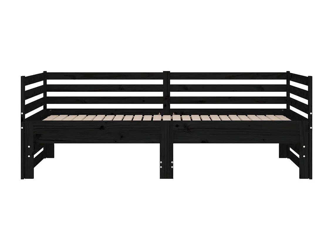 Sofá-cama de puxar 2x(80x200) cm pinho maciço preto