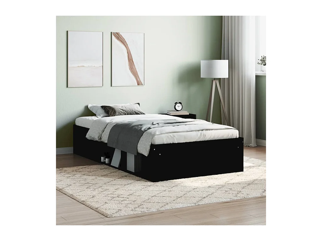 Estructura de cama negra 90x190 cm