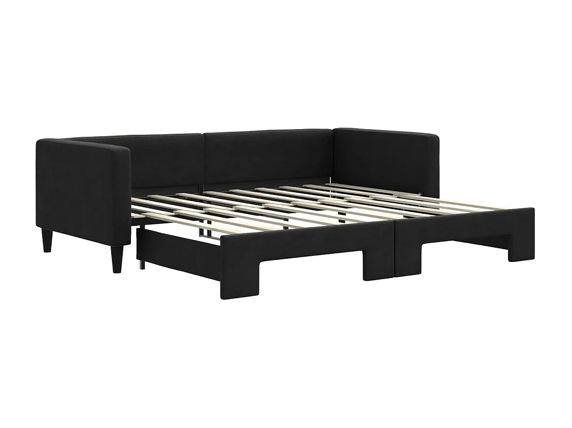 Lit de jour avec lit gigogne noir 90x190 cm tissu