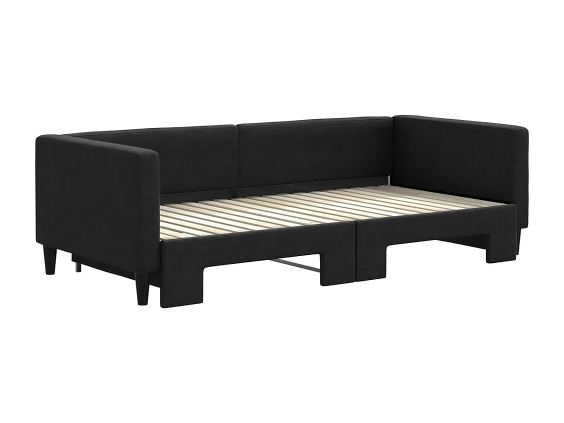 Lit de jour avec lit gigogne noir 90x190 cm tissu