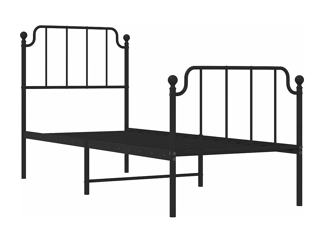 Estrutura de cama com cabeceira e pés 75x190 cm metal preto