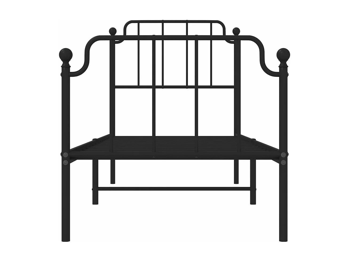 Estrutura de cama com cabeceira e pés 75x190 cm metal preto