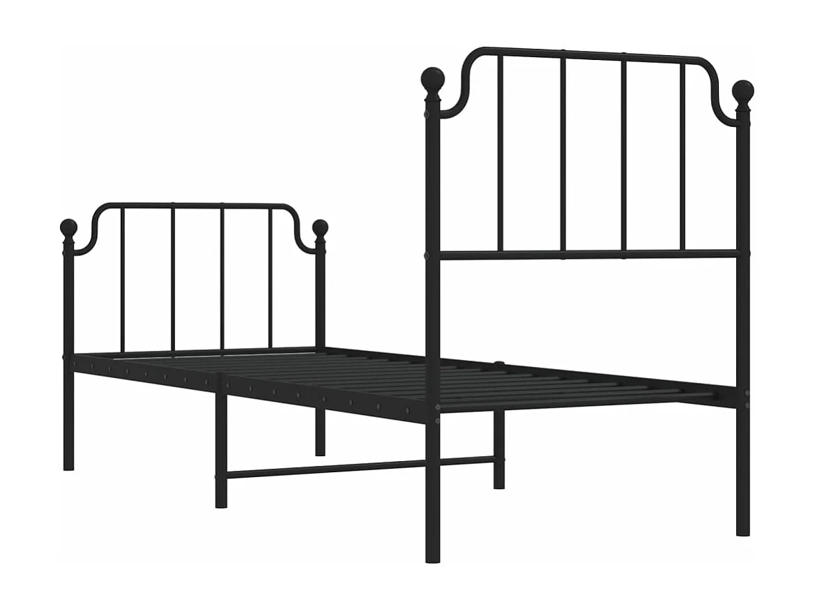 Estrutura de cama com cabeceira e pés 75x190 cm metal preto