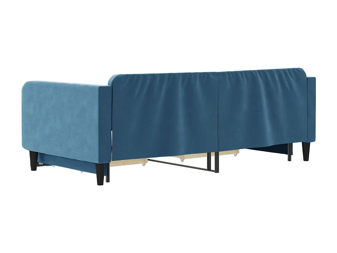 Sofá-cama com gavetão e gavetas 100x200 cm veludo azul