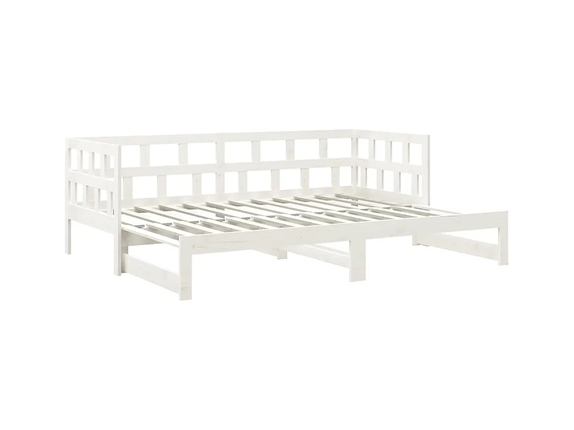 Slaapbank uitschuifbaar massief grenenhout wit 2x(90x200) cm